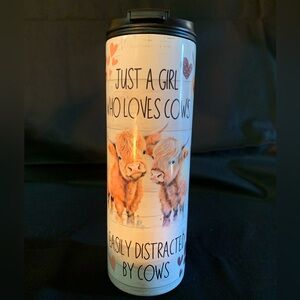 20oz Stainless Steel Tumbler with dual opening Highland Cow Theme